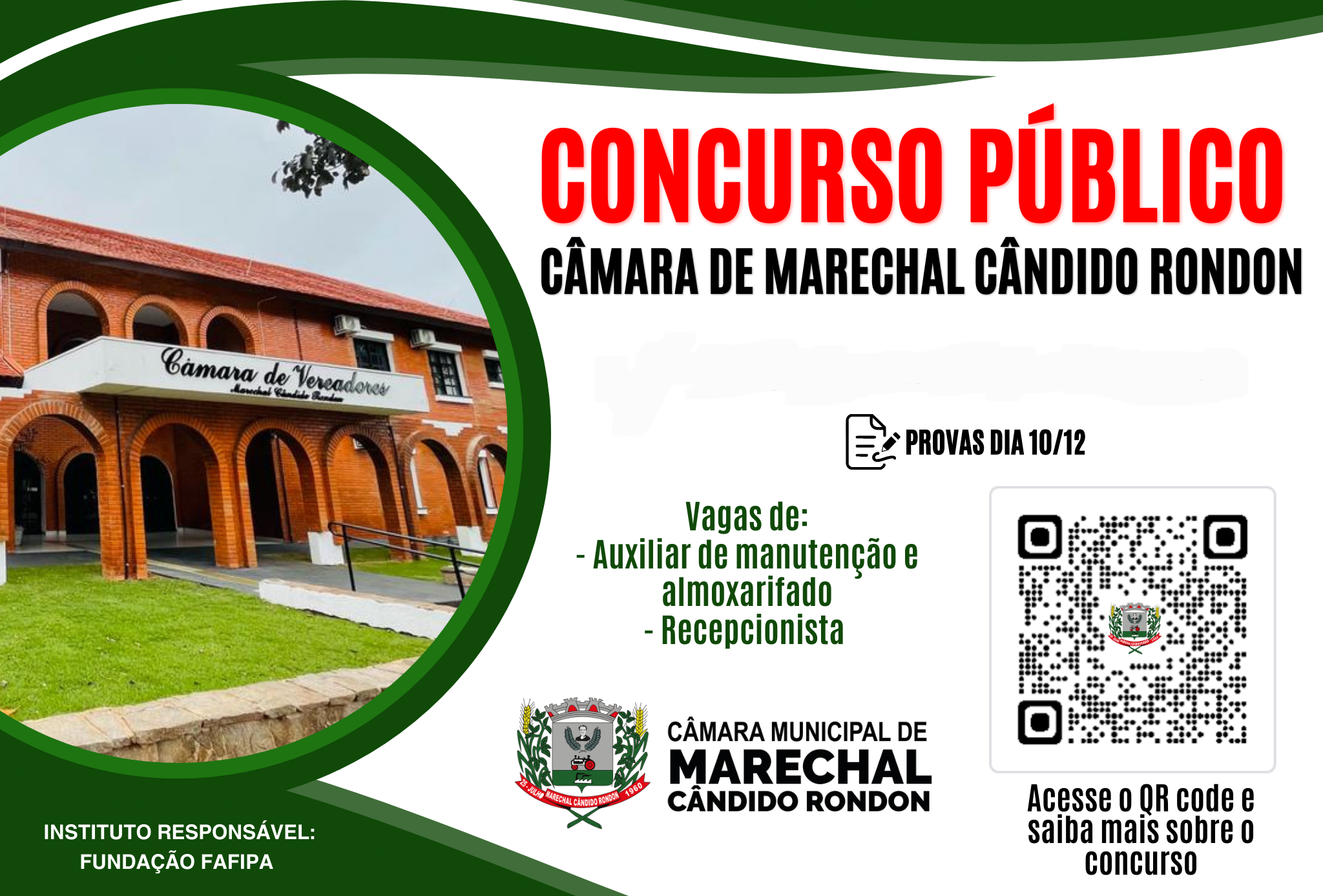 Divulgada lista de inscrições deferidas ao concurso público da Câmara de Marechal Rondon