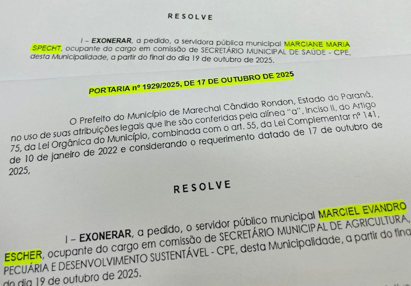 Vereadores titulares, Marciane Specht e Marciel Escher reassumem mandatos no Legislativo rondonense